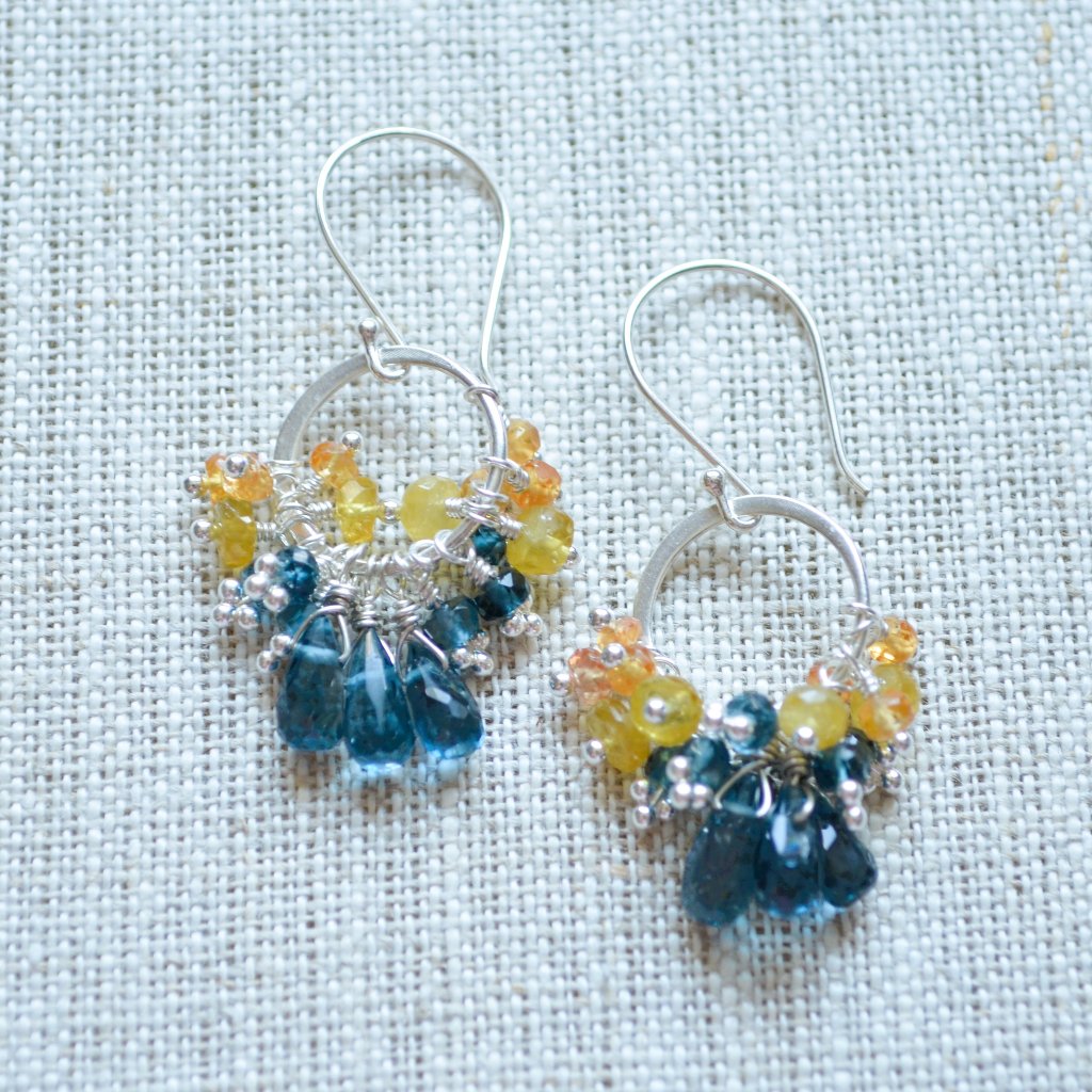 London Blue Topaz Earrings With Sapphires - Hand Made In Canada